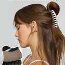 3Pcs Silicone Hair Clips Flexible Claw Clips for Women Cloud Clip Bendable Large Hair Claw Clip (White + Dark Khaki + Light Khaki)