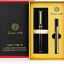 Luxury Ballpoint Pen, 24k Gold Trim, Best Rollerball Pen Gift Set for Men and Women, Perfect for Signature Executive Office, Beautiful Pen Gift Box, Writing and Drawing (Black)