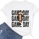 Womens Football Sequin Embroidery Shirts Oversized Vintage Game Day Tshirt Casual Football Season Short Sleeve Tops (White, M)