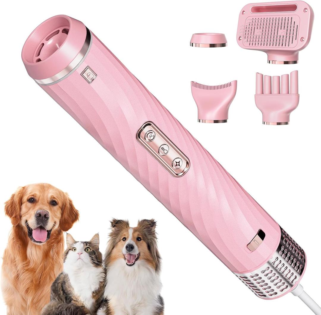 Discala Dog Dryer, Dog Grooming Blow Dryer Kit with Slicker Brush for Pet, High Velocity Blow Dryer for Dogs with Adjustable Speed and Temperature for Dog Grooming Supplies and Home Use, White
