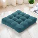 Millsilo 22 inch Meditation Floor Pillow, Large Floor Cushions, Square Floor Cushion Seating for Adults Kids, Thick Tufted Chenille Cushions for Yoga Living Room Tatami Floor, 22x22x4 Inch,Malachite (1PC)