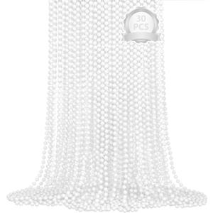 SHAOQINLIN 30 PCS White Bead Necklaces, 33" White Mardi Gras Christmas Beads Necklace, 4th of July Necklaces, Parade Throws Accessories for Christmas Independence Day New Year Party Favors