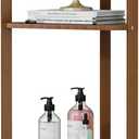 Wisuce Corner Shelf, 100% Real Bamboo Shower Corner Shelves Free Standing Shelf Storage Organizer for Bathroom Living Room Kitchen (Brown, 4 Tier)
