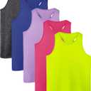 Poroka 5 Pack Girls Active Dry Fit Tank Top Kids Sleeveless Racerback Tank Tops Girls Athletic Dance Performance Tops, 8-10Years