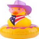 Yellow Duck Car Ornaments Rubber Duck Car Dashboard Decorations with Mini Cowboy Hat Scarf Sunglasses Swim Ring Necklace for Car Dashboard Decoration(Q24)