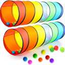 Kids Play Tunnel Set for Toddlers | Double Tunnels for Indoor and Outdoor Fun | Pop-Up Crawl Tunnels for Babies, Toddlers, and Pets | Easy to Set Up, Store, and Transport | Durable and Breathable (2 Pk)