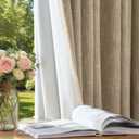 jinchan Burlap Look Curtains Blackout Curtains for Bedroom Lined Linen Textured Look Drapes for Living Room 84 Inches Long French Country Farmhouse Window 2 Panels Tan Drapes, 50"W x 84"L
