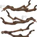 kathson Natural Parrot Perch Bird Stand Pole Wild Grape Stick Paw Grinding Fork Parakeet Climbing Standing Branches Toy Chewable Cage Accessories for Small Budgies Cockatiels Lovebirds 3PCS