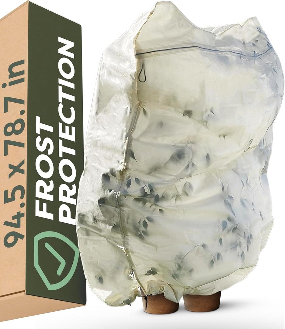 Plant Covers Freeze Protection 79x95 - Extra Large - Winter Blanket with Drawstring & Zipper - Thickened Frost Cloth for Outdoor Plants, Trees & Shrubs