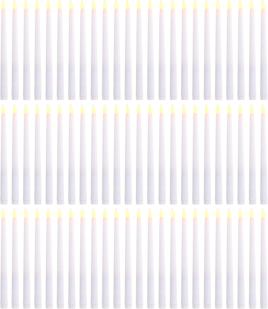 72 Pcs Flameless Taper Candles, LED Flameless Candles Flickering Taper Fake Candles Bulk Battery Operated, Christmas Home Wedding Decor(0.8 X 11 Inch)