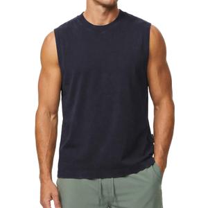 Men's Cotton Blend Workout Muscle Tank Top (Blue, L)