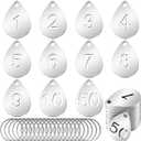 Yaocom 50 Pcs Hollowed Stainless Steel Number Tags Metal Numbered Key Number Labels Coat Check ID Tags with Key Rings Chain for Backpack Hooks Dormitory Keys House Lockers
