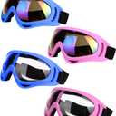 Ski Goggles, Pack of 4 - Snowboard Motorcycle Goggles Tactical Combat Military Glasses (Blue+pink Frame/Colorful+clear Lens)