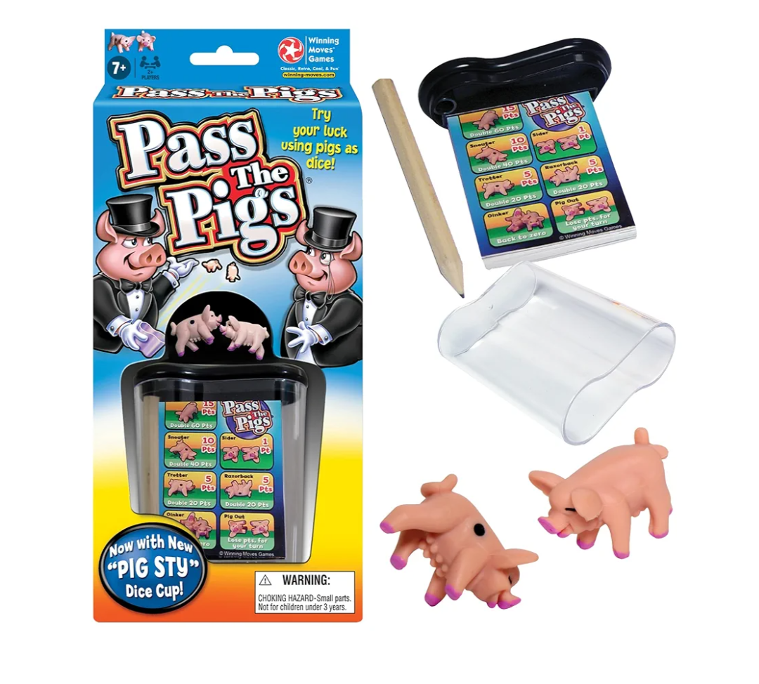 Pass The Pigs by Winning Moves Games USA, a Hilarious Pig Dice Game, Family Favorite for Over 40 Years, for 2 or more Players, Ages 7+ (1046)