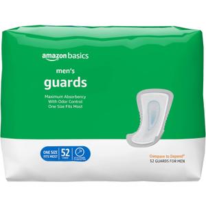 Amazon Basics Men's Incontinence Guards, Maximum Absorbency, 52 Count, (1 Pack of 52)