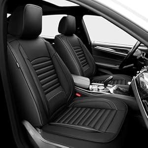 Kaomim Seat Covers Fit for Toyota Camry 2012-2024 2025 Waterproof Car Seat Covers Full Set 5 Seats Faux Leather Car Seat Cushion Protector Compatible Airbag(Black)