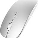 SUNGI Bluetooth Mouse for Laptop/MacBook/iPad/Android PC,Rechargable Quiet Slim Wireless Mice for Windows/Linux/Tablet,Silver