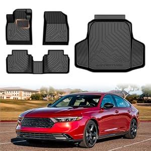 Mixsuper Accord Floor mats-Floor Mat & Cargo Liner for Honda Accord 2023-2026 Gasoline & Hybrid, All Weather TPE Rubber Floor Liners Protection for Accord Accessories, Full Set Anti-Slip Car Mats, Black
