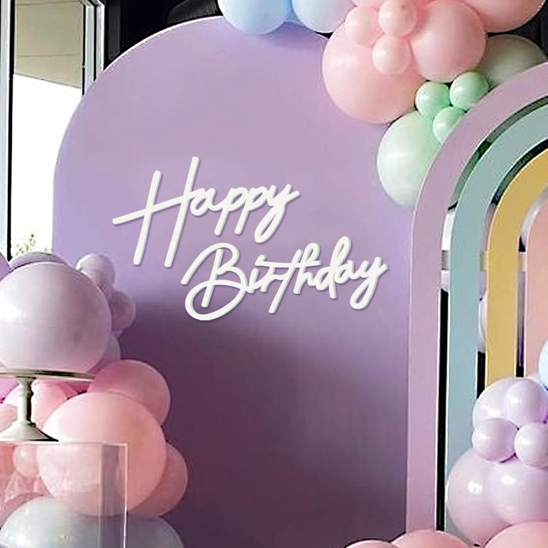 Happy Birthday Sign for Backdrop - Felt Happy Birthday Sign for Balloon Arch Birthday Party Balloon Arch Backdrop Decorations for Birthday Party Baby Shower - White