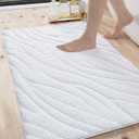 DEXI Bathroom Rugs 17x30, Non Slip Washable Bath Mat for Shower Floor, Luxury Soft Absorbent Bathmat with Rubber Backing, Quick Dry Microfiber Carpet, White (1'5" x 2'6" (Rectangular))