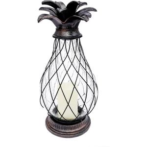 18" Solar Pineapple Lantern, IP44 Waterproof Glass Outdoor Decor - Flameless LED Lights for Garden, Patio, Porch, Beach, Pineapple Theme