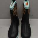 Trudave Rubber Boots for Women with Steel Shank, 6mm Neoprene Mid Calf Rain Boots, Waterproof Insulated Mud Work Boots All Season, Size 6