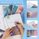 6 Pack Marble Design File Folders with Pockets - Plastic Folder with 2 Pockets & a Business Card Holder, Durable File Folders for Documents, School, Office & Home (Folder with Pockets (with Prong))