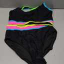 BMJL Women's High Waisted Bikini Sets Sporty Two Piece Swimsuits Color Block Cheeky High Cut Bathing Suits (Medium, Rainbow Black Pink011)