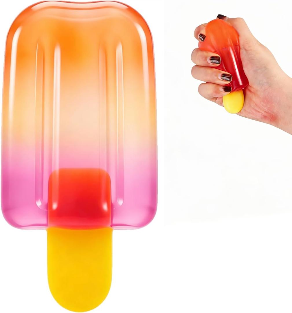 Ice Cream Squeeze Squishy to y, Soft Slow Rising Sensory Fidget for Stress & Anxiety Relief, Summer Party Favors for Adults, Birthday Gift, Classroom Rewards (15+ Orange 1PCS)