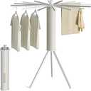 Aluminum Tripod Clothes Drying Rack, Foldable Portable Garment Stand, Space Saving Laundry Drying Stand for Clothes, Indoor Outdoor Balcony Bedroom Laundry Organizer, Medium