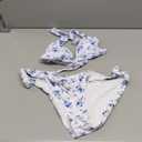Women Halter Bikini Set - Two Piece Triangle Swimsuit Tie Bathing Suit 2025 Cute Swimwear (X-Large, White Floral)