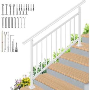 Upgrade White Adjustable 5 Steps Handrail, 65"x38" Stair Railing Kit, Railings for Stairs Indoor and outstair, Hand Rails for Porch Railing, Deck Hand Railing, 5 Steps Handrails for Outdoor Steps