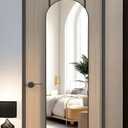 Full Length Mirror 48x14 Inches - Over The Door Hanging Mirror for Bedroom, Living Room, Closet - Arch Floor Mirror, Door Mirror with Black Frame - No Drill Easy Install (48"L x 14"W)