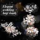 5 Pieces Wedding Hair Comb Bridal Pins Crystal Pearl Wedding Hair Accessories Rhinestone Flower Piece for Bride Bridesmaids Women(Rose Gold)