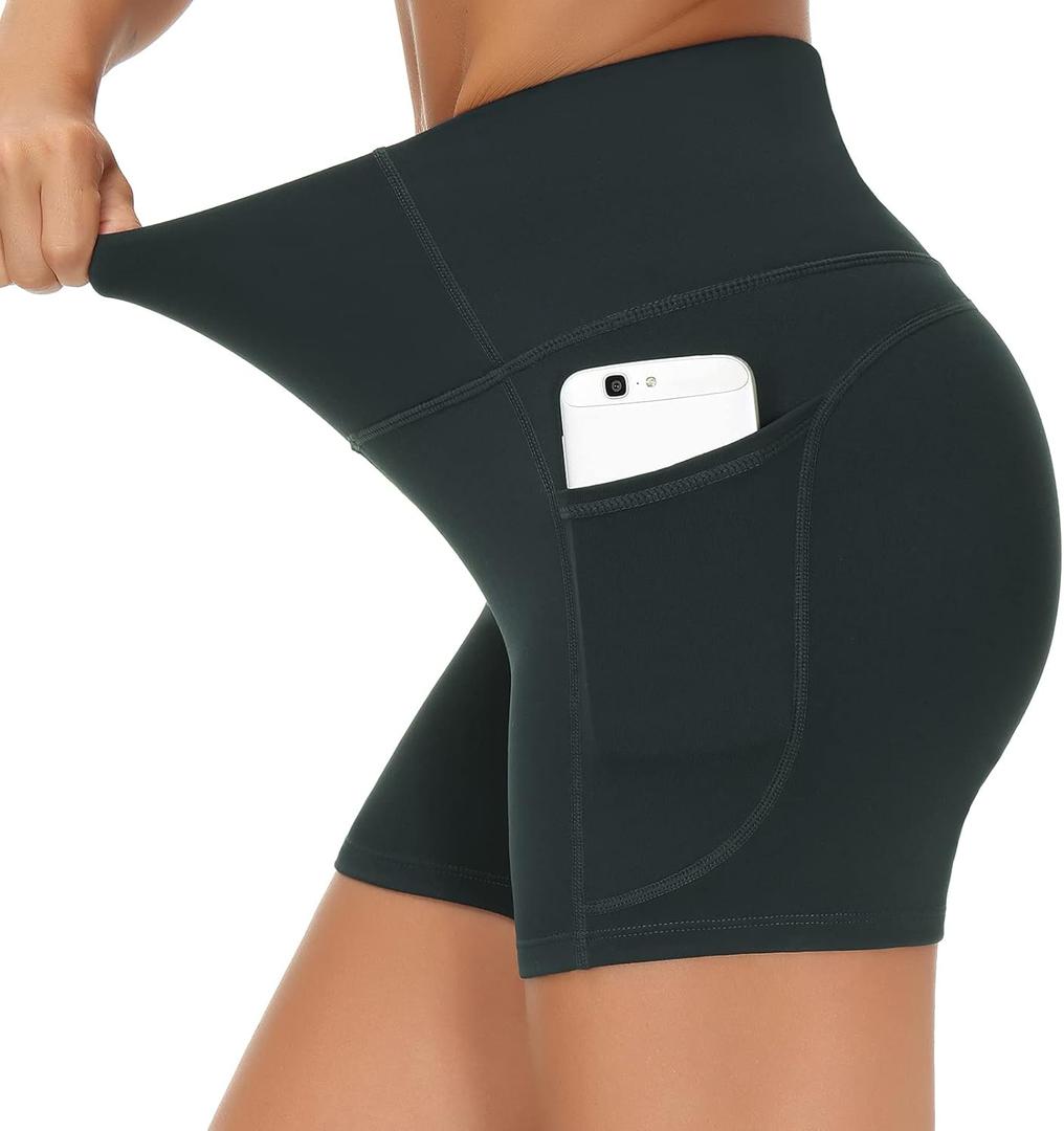 THE GYM PEOPLE High Waist Yoga Shorts for Women's Tummy Control Fitness Athletic Workout Running Shorts with Deep Pockets (X-Large, Dark Grey) THE GYM PEOPLE High Waist Yoga Shorts for Women's Tummy Control Fitness Athletic Workout Running Shorts with Deep Pockets (X-Large, Dark Grey)
