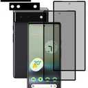 [2-2 Pack Privacy Screen Protector Designed For Google Pixel 6A Anti Spy Private Tempered Glass Film 2-Pack Camera Lens Protector Film 2-Pack