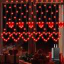 Valentines Day Decor,Red Heart-Shaped String Lights 12 Hearts 138 LED Fairy Light 8 Lighting Modes Connectable Window Curtain Lights for Bedroom Valentine's Day Wedding Home Anniversaries Party Decor