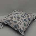 Floral Decorative Throw Pillow 19"x19" – Reversible Cushion with Blue Botanical Print & Solid Navy Back – Soft, Removable Cover – Ideal for Sofa, Bed, or Chair