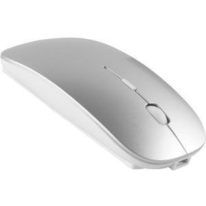 Bluetooth 5.0 USB Wireless Mouse Dual Mode Wireless Quiet Ultra Thin Rechargeable Bluetooth Mouse for iPhone iPad Macbook Android Tablet Windows Microsoft Surface Silver