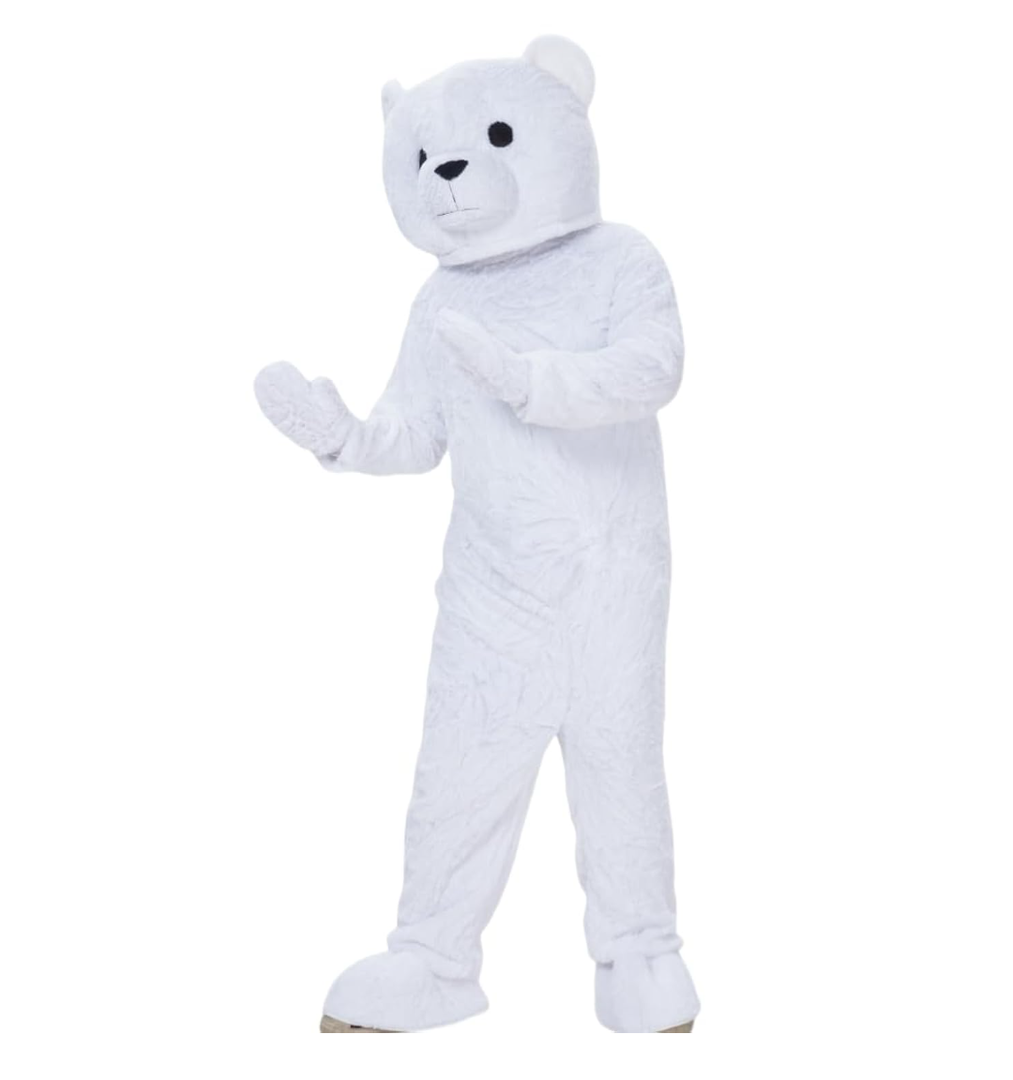 White Teddy Bear Mascot Costume Adult Christmas Dress Play Costume, Size XS