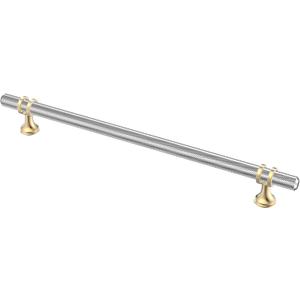 Alzassbg 10 Pack Satin Nickel and Gold Cabinet Pulls, 10 Inch(254mm) Hole Centers Kitchen Hardware Knurled Cabinet Handles for Cabinets and Drawers AL3087KGP-BSN