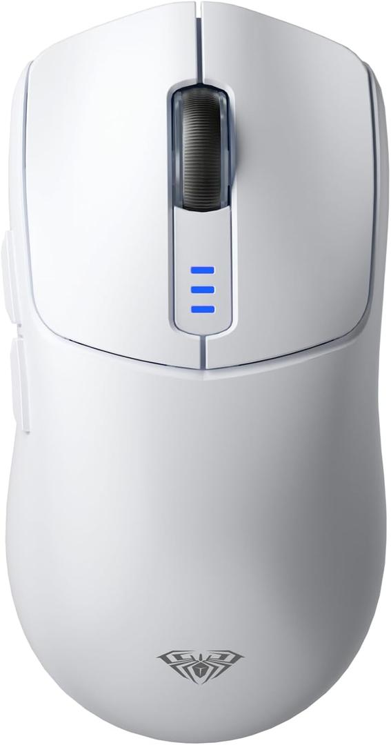 AULA SC580 Wireless Gaming Mouse, Tri-Mode 2.4G/BT5.0/USB-C Gaming Mouse, 12000 DPI Rechargeable Wireless Mouse with 6 Programmable Buttons, Ergonomic Computer Mouse for Laptop/PC/Mac/Tablet (White)