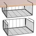 SUFAUY 2-Pack Under Shelf Basket, Under Cabinet Storage Hanging Shelf for Pantry Closet, Black