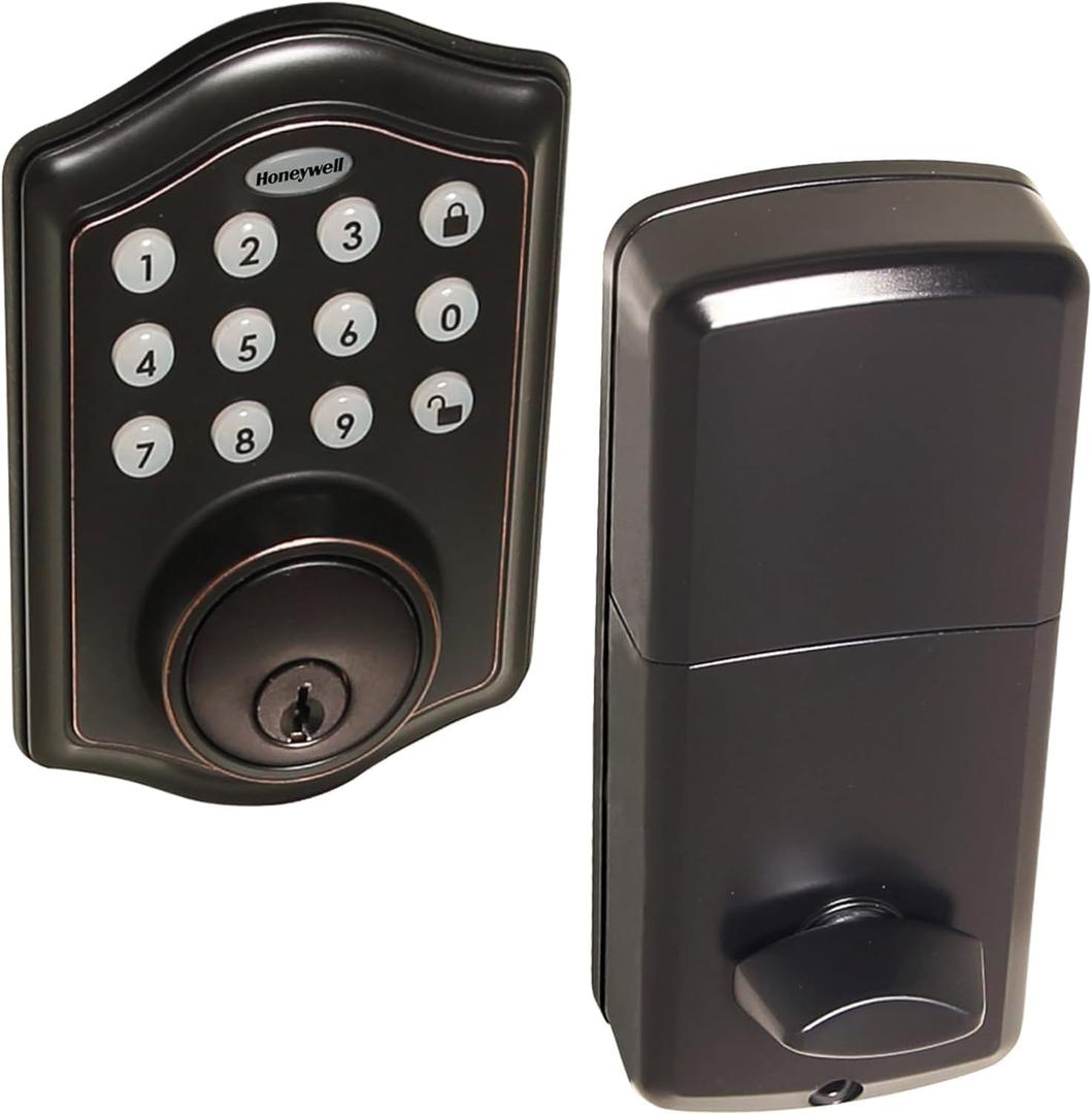 Honeywell Safes & Door Locks - Keyless Entry Door Lock with Smart Electronic Keypad Deadbolt - Easy Installation & 50 Different Pin Codes - Auto Lock - Oil Rubbed Bronze - 2.9 x 2 x 6.2 in - 8712409