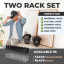 Stand for Baseball Hats, 2 Pcs No Install Acrylic Organizer for 14 Baseball Caps, use in a closet, dresser, desk our in the office (Clear)
