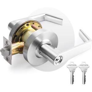 MrArm Commercial Door Lever Lock, Heavy-Duty Locking Door Handle, Designer Door Handles, Cylindrical Lever Lock, Non-Handed Grade 2 Industrial Standard Door Handle, Entrance Keylock w/Clutch