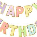 Happy Birthday Banner & Sign - 9ft Pre-Strung No Assembly | Pastel Birthday Decorations for Women, Girls, Boys, Adults | Reusable Party Backdrop, Wall Decor for All Celebrations (Macaron)