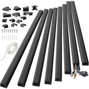 Yecaye 125in Cord Hider, Large Cord Covers for Wires on Wall, Cable Management Kit for Mount TVs, Wire Hider Cable Concealer for Home Office, W1.18in H0.6in, Black