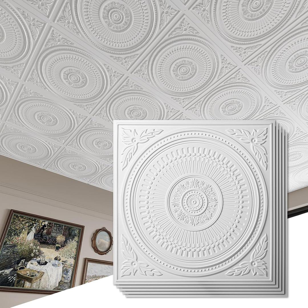 Art3d 12-Pack 2 x 2 ft Drop Ceiling Tiles for Interior Decor, White, 24"x24"
