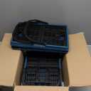 CleverMade Collapsible Shopping Basket, Ocean, 3PK - 24L (6 Gal) Reusable Plastic Grocery Shopping Baskets, Holds 25lbs Per Basket - Small Foldable Storage Crates with Handles